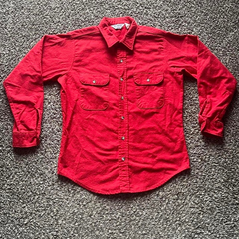Vintage Five Brother Red Chamois Shirt Mens Medium Made in USA Cotton Flannel
